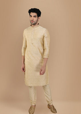 Basic Cream Kurta Set image number 2